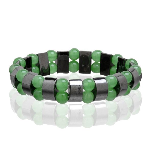 Jewelry - Jade Magnetic Hematite Bracelet, Beaded Gemstone Stretchable Bracelet